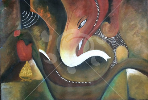 Modern abstract art for Lord Ganesha